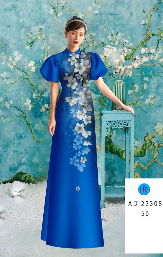 Vải Áo Dài Hoa In 3D AD 22308 8